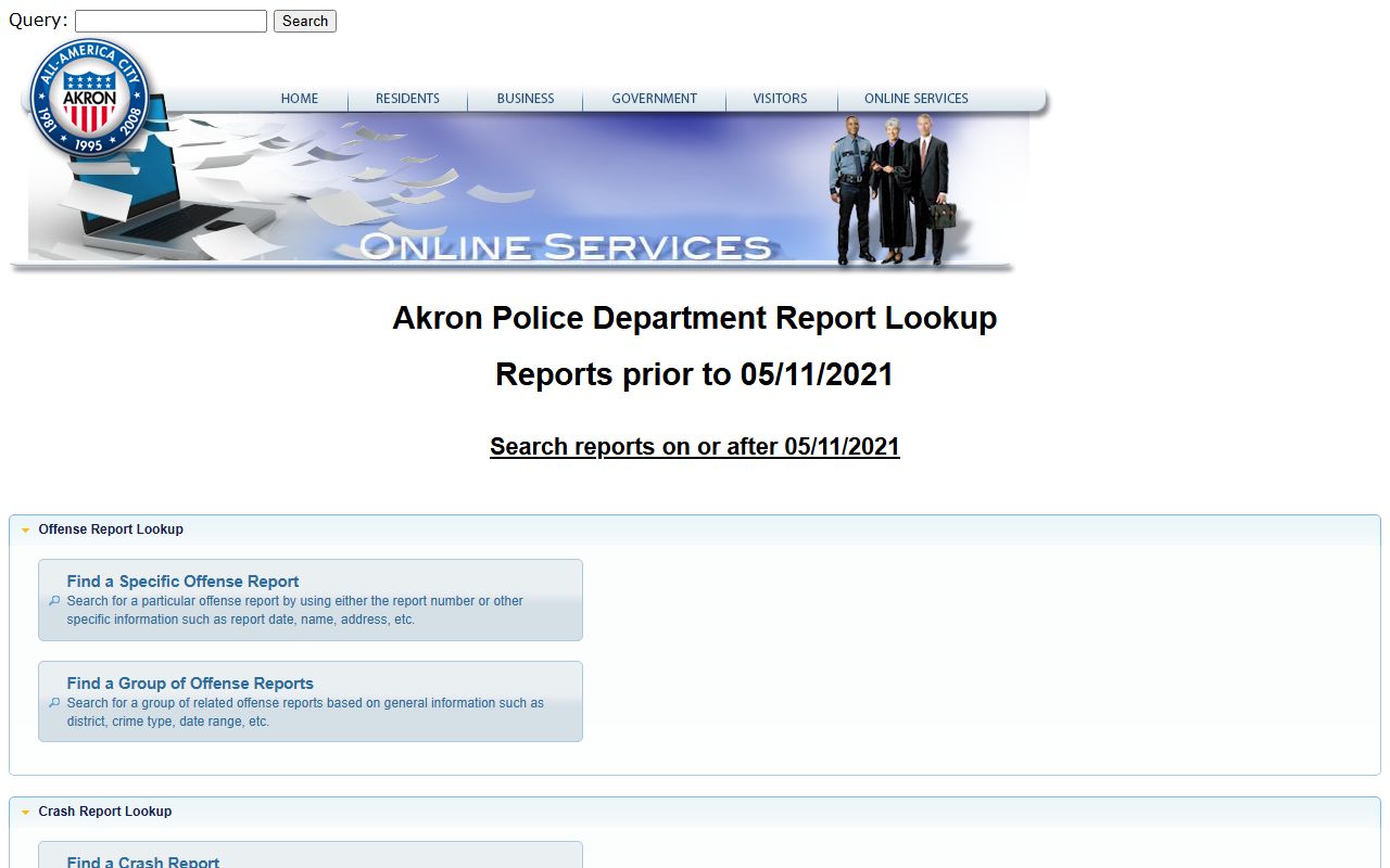 Akron Police Department records lookup for Akron felony records