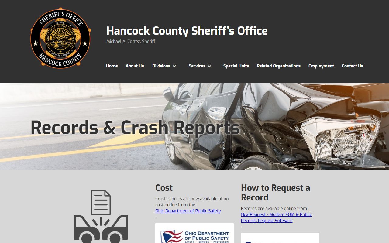 Hancock County Sheriff's Office records for Findlay felony cases