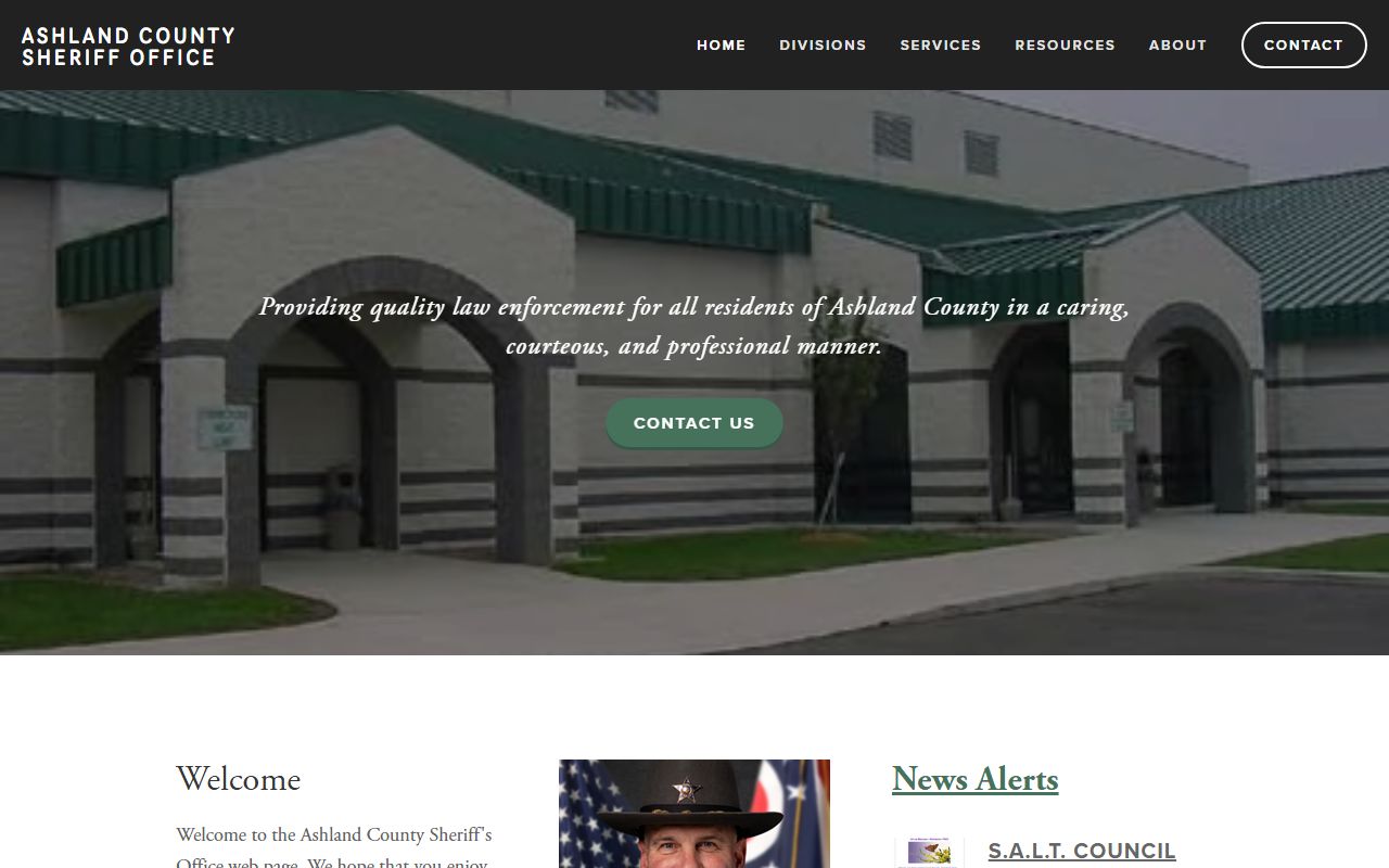 Ashland County Sheriff's Office for felony records and arrests