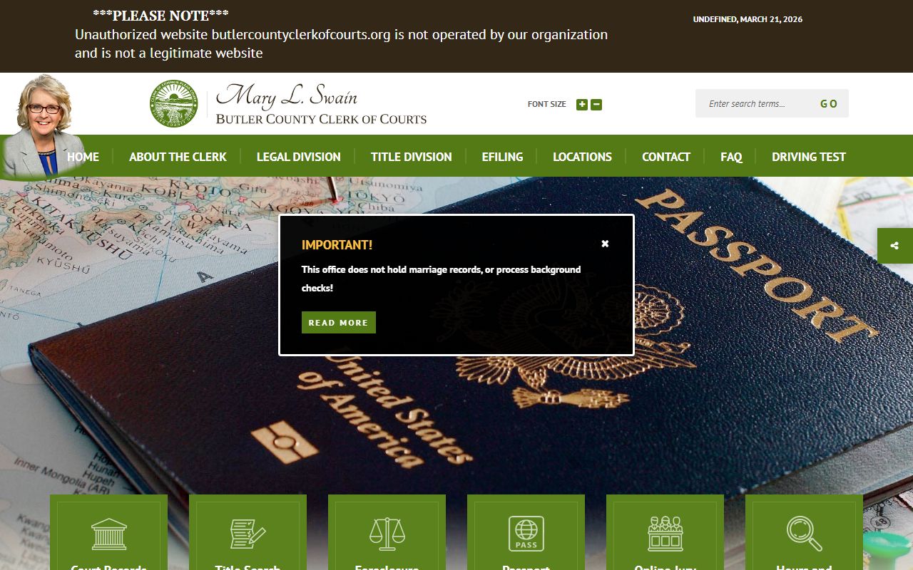 Butler County Clerk of Courts office for felony records searches