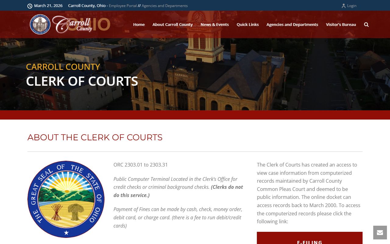 Carroll County Clerk of Courts office for felony records access