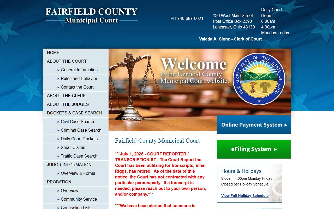 Fairfield County Municipal Court felony preliminary hearings records