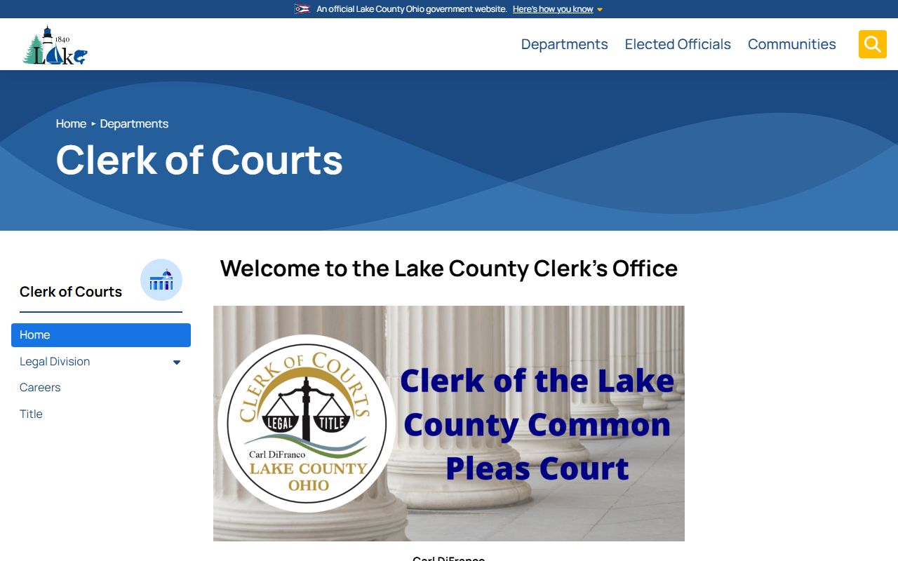 Lake County Clerk of Courts online felony records search portal