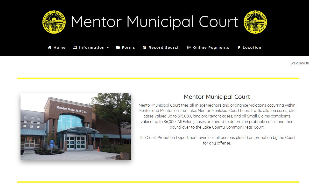 Mentor Municipal Court online search for Lake County felony preliminary hearings