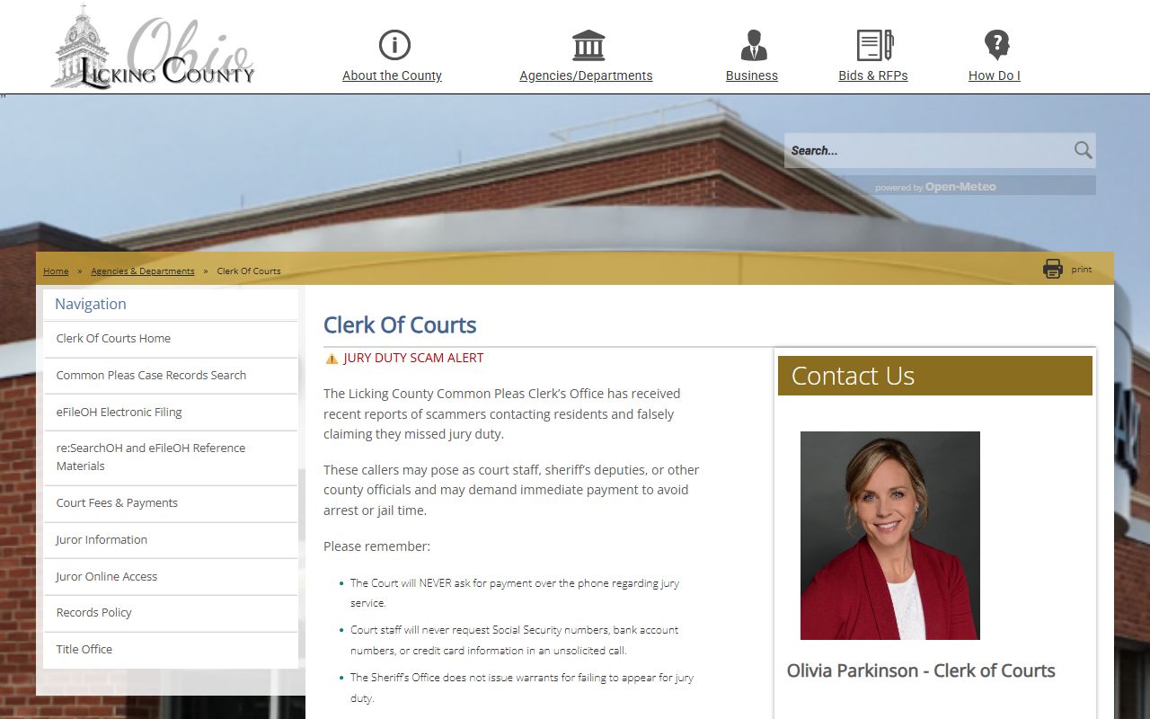 Licking County Clerk of Courts office for felony records access