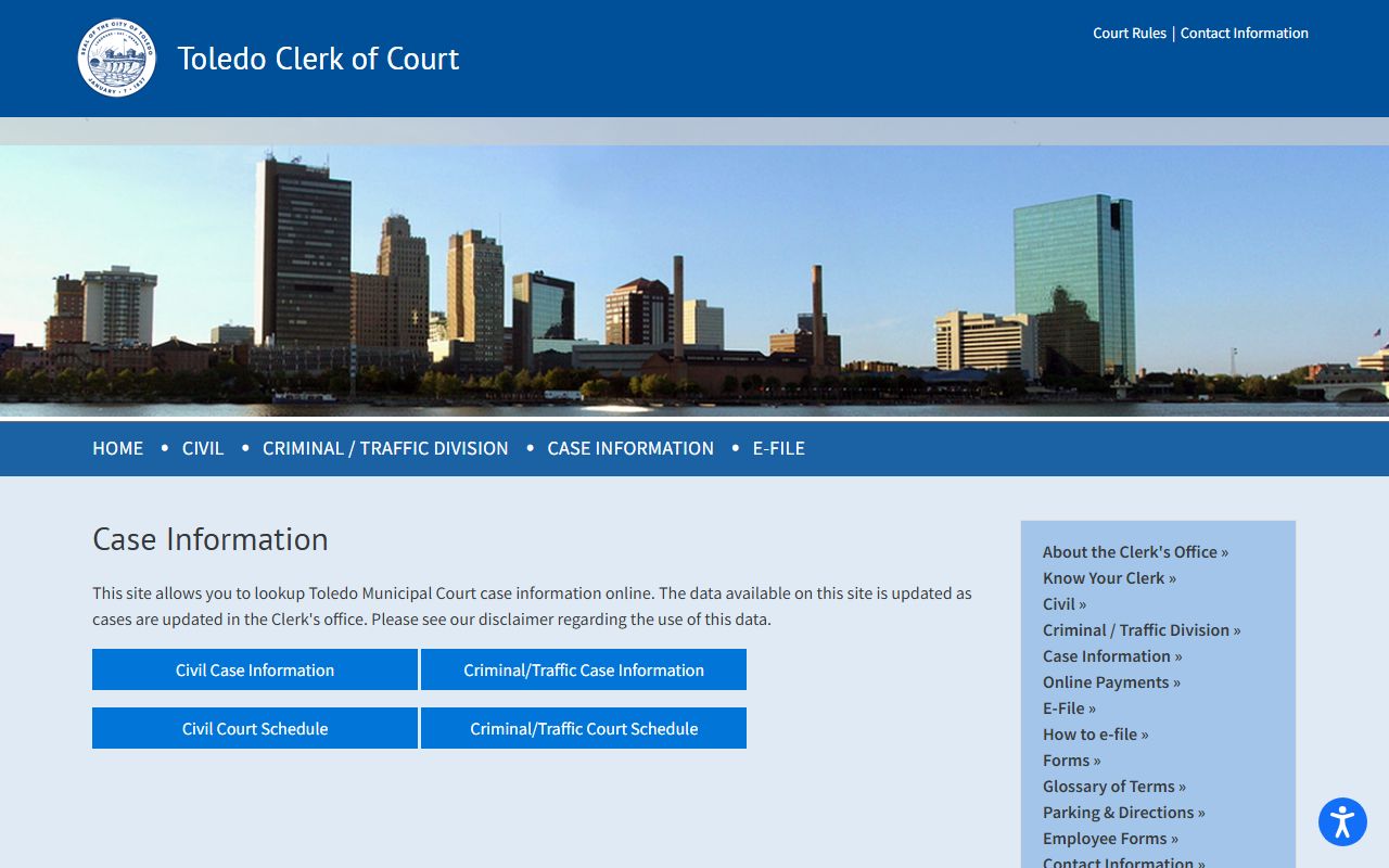 Toledo Municipal Court case information for Lucas County felony records