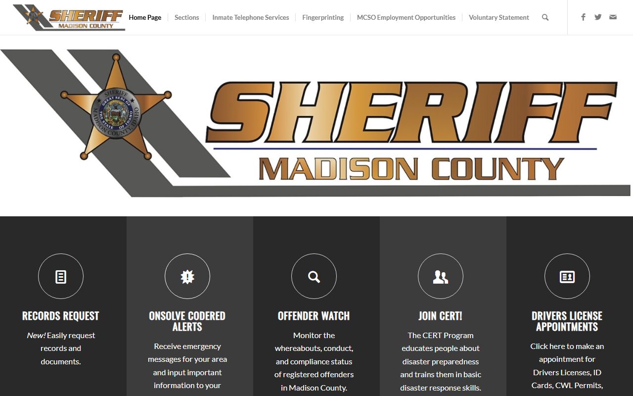Madison County Sheriff's Office for felony arrest records in London Ohio