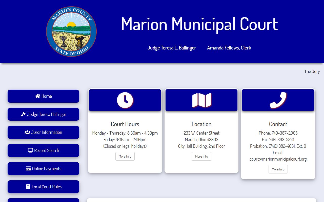 Marion Municipal Court for preliminary felony hearings in Marion County