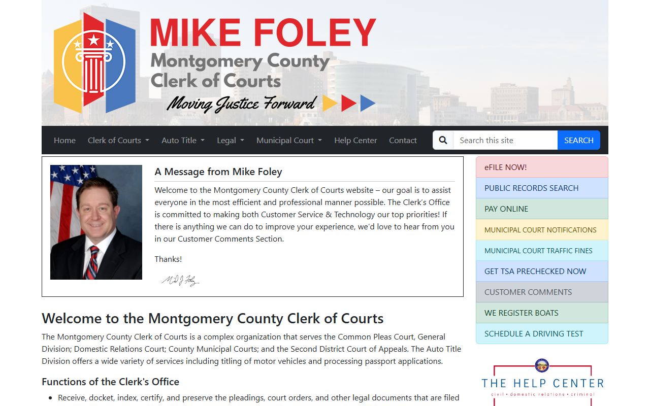Montgomery County Clerk of Courts for felony records in Dayton
