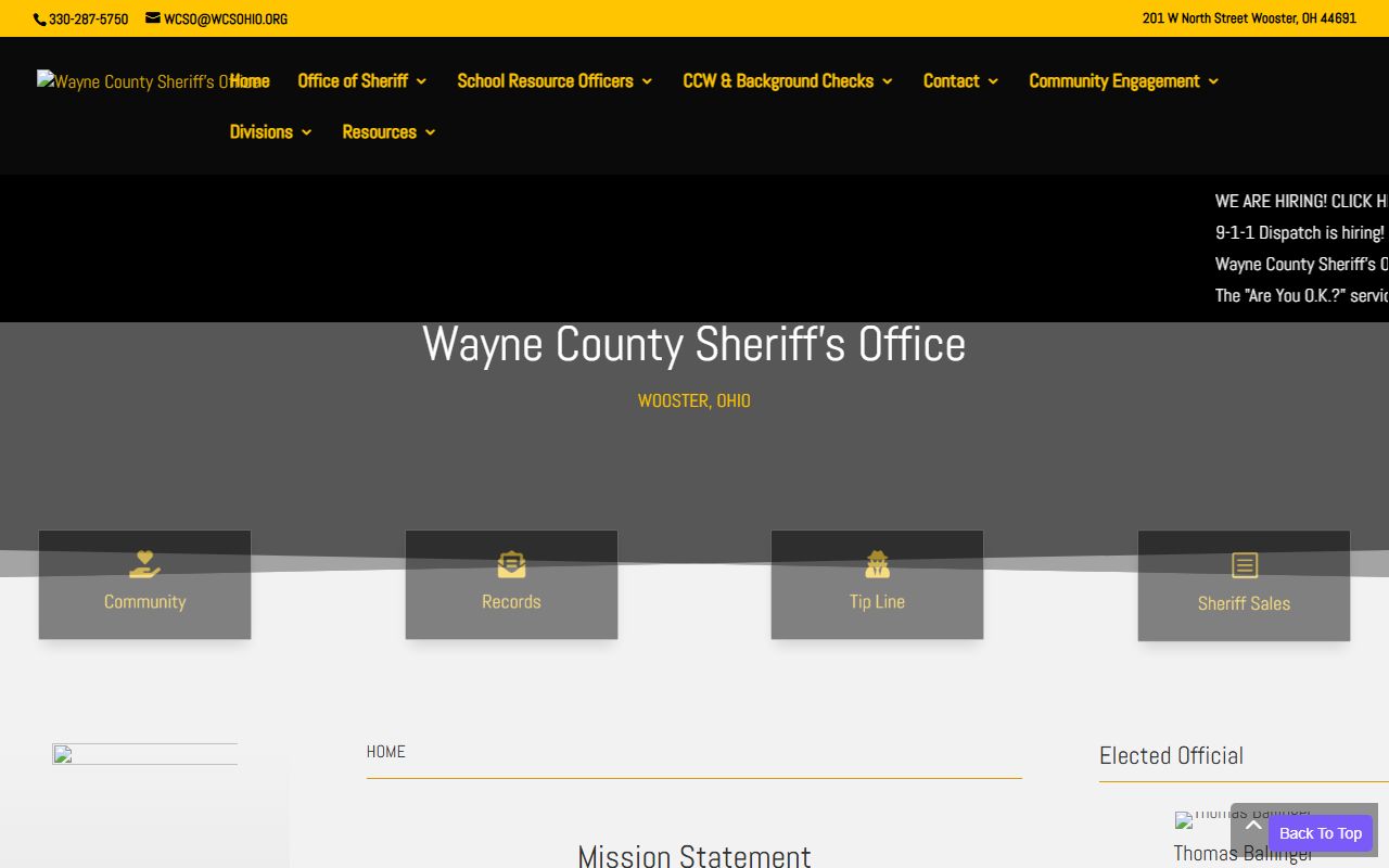 Wayne County Sheriff's Office for felony arrest records