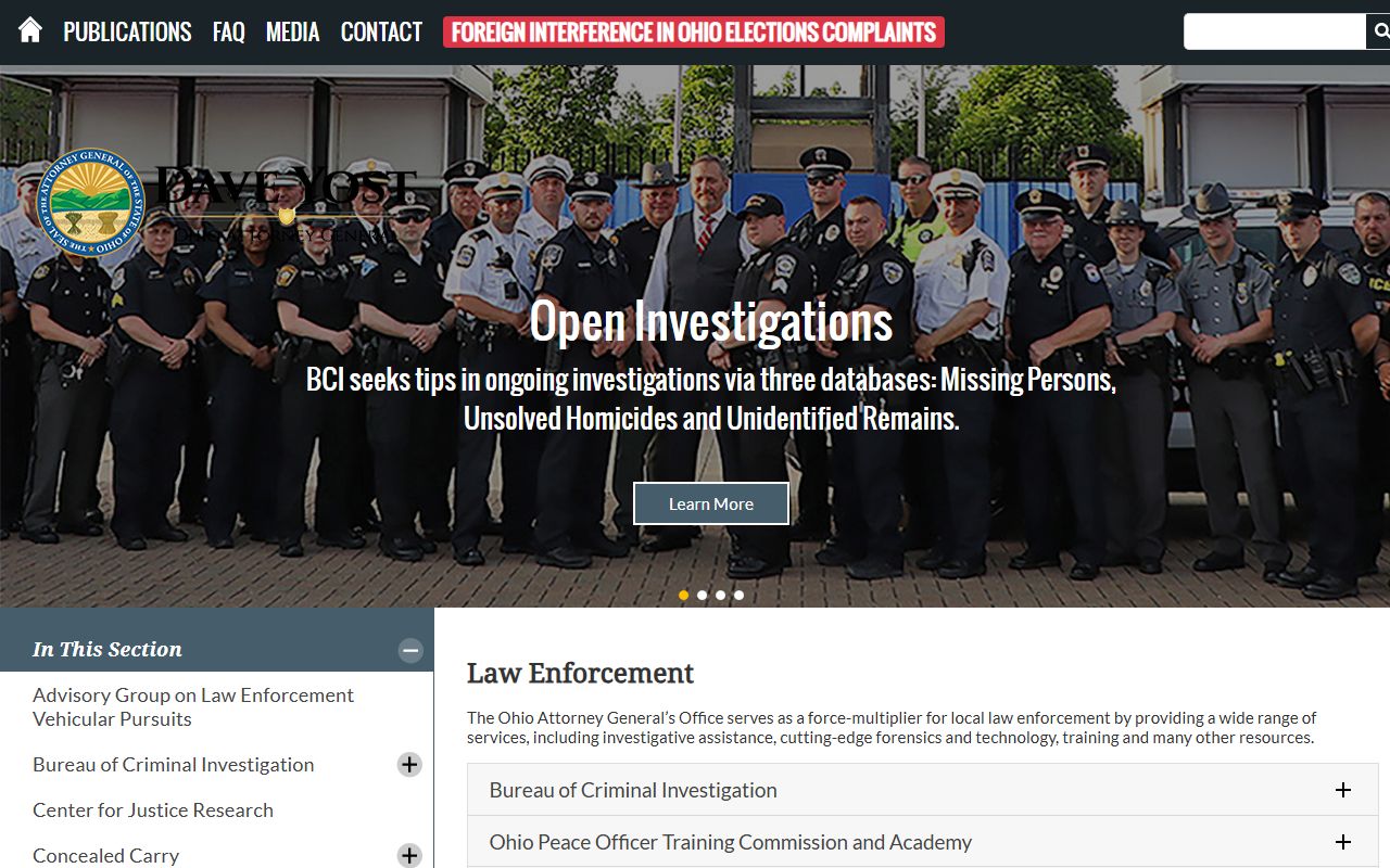 Ohio Attorney General Law Enforcement Gateway for Ohio felony records