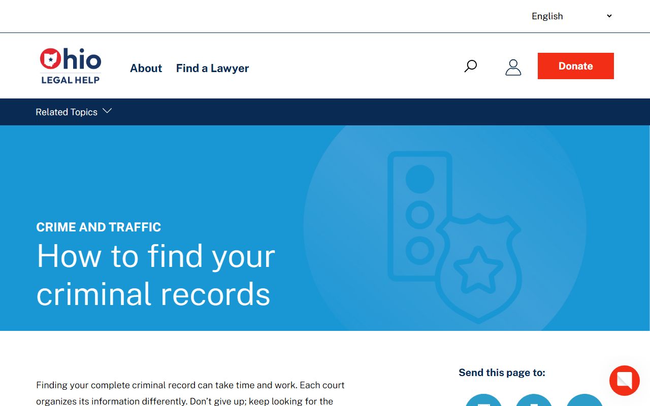 Ohio Legal Help guide for finding Ohio felony records