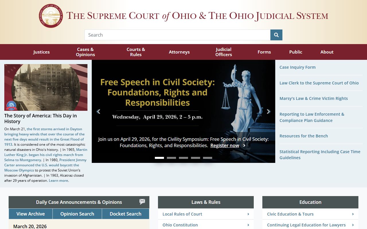 Ohio Supreme Court website for Ohio felony records appeals