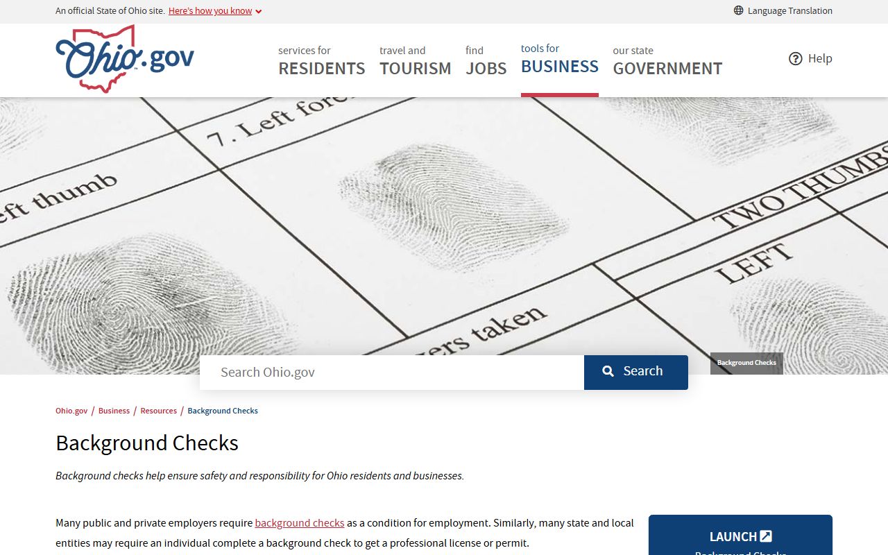 Ohio.gov background checks portal for Ohio felony records